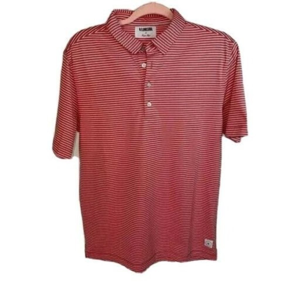 Linksoul Polo Shirt Mens Size Small S Tempus Fugit Dark Striped Golf Cotton